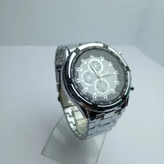 Chronograph Design White Dial Fancy Watch For Men Waterproof Analog Quartz