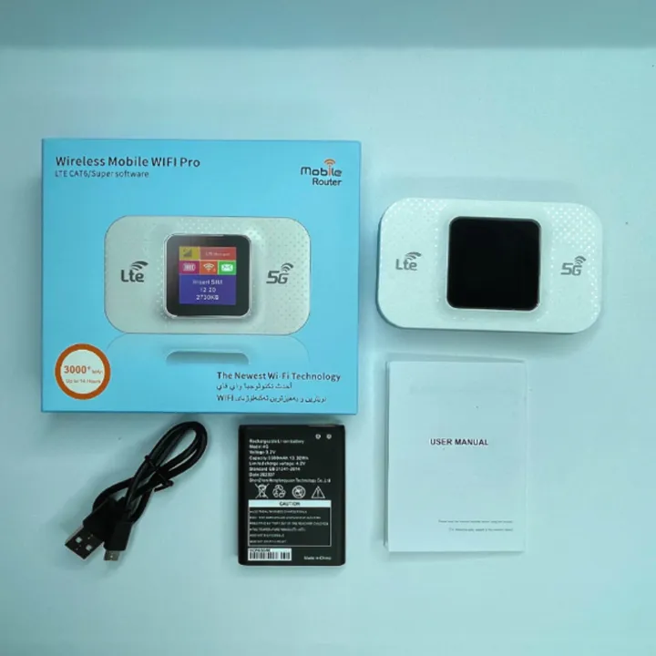Portable WiFi, 300Mbps 4g LTE Mobile Hotspot, Hotspot Device with Sim Card Slot, Portable WiFi Hotspot for Travel, Mini Smart Pocket Router Built in 3000mah Lithium Battery