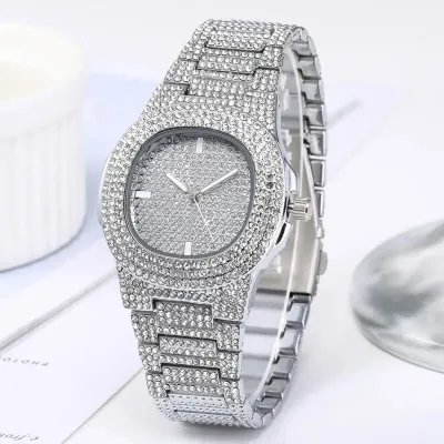 Rose Gold/Silver Iced Watch For Unisex - Image 3